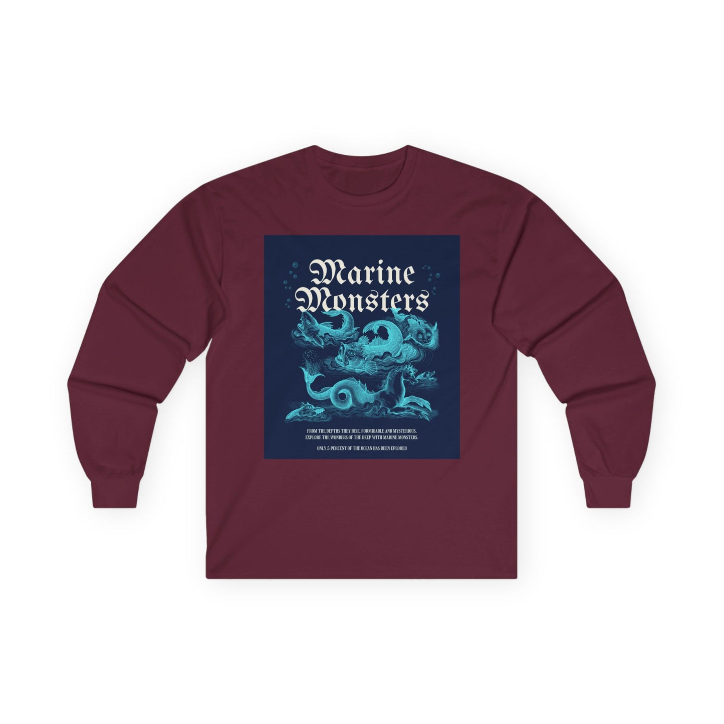 Long Sleeve Tee - Epic Sea Monster in the Depths of the Ocean